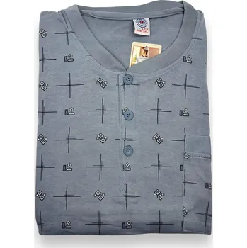 Pánské pyžamo Ness Pánské nadměrné bavlněné pyžamo s dlouhým rukávem FILIP Barva: Šedá, Velikost: 7XL