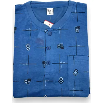 Pánské pyžamo Ness Pánské bavlněné nadměrné pyžamo letní komplet JON Barva: Modrá, Velikost: 7XL