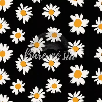 Úplet, Květy kopretin na černé (E) (Top kvalitní úplet Bella digitisk)