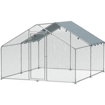 Ohrádka pro kuřata, 3 x 3,4 x 1,9 m | stříbrná