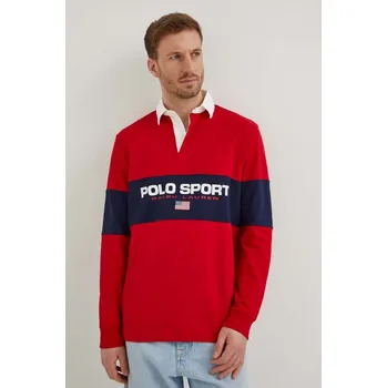 Pánské tričko Bavlněné tričko s dlouhým rukávem Polo Ralph Lauren 710938458 červená 33X, vel. XS