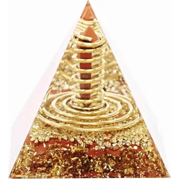 Drahý kámen Magieprirody.cz Orgonit pyramida 6x6 cm Jaspis + spirála ve špici #OR053