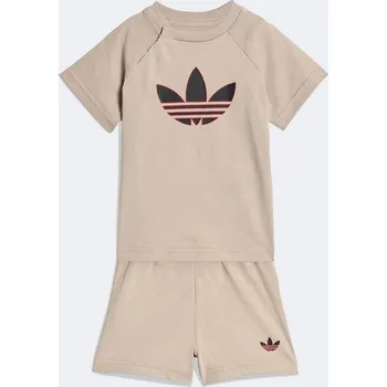 Dětská bavlněná souprava adidas Originals KD1039 béžová 80X, vel. 74