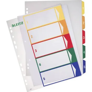 Kartotéka Leitz 12910000 rejstřík DIN A4, nadměrná šířka 1-5 polypropylen vícebarevná 5 karet lze popsat pomocí počítače 12910000