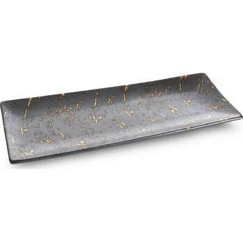 DEKORAČNÍ KERAMICKÝ TALÍŘ ARIELA 38X4X14 CM GRAFITOVÁ