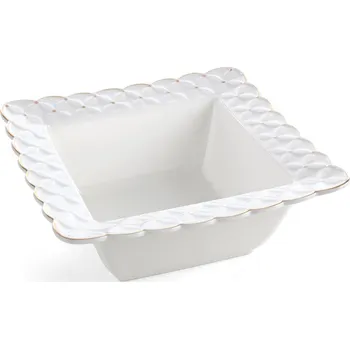 DEKORAČNÍ KERAMICKÁ MISKA BĚLÍ 23X23X9 CM KRÉMOVÁ