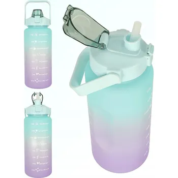 Láhev VELKÝ LAHEV NA PITÍ S BRČKEM NA VODU, LÁHEV S RUKOJETÍ A MOTIVAČNÍ ODMĚRKOU, 2 L