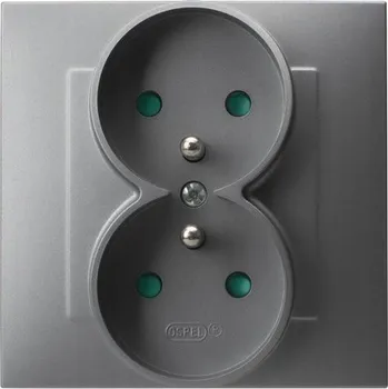 Elektrická zásuvka ZÁSUVKA S UZEMNĚNÍM A CLONKAMI KOMPLETNÍ OSPEL SAFÍR GP-2ZZP/70 ŠEDÁ MATNÁ