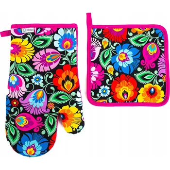 Chňapka CHŇAPKA A PODLOŽKA FOLK - LOUCKÉ VZORY ČERNÁ FOLKSTAR