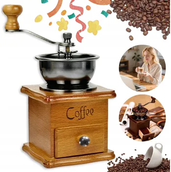Příprava kávy RUČNÍ MLÝNEK NA KÁVU, DŘEVĚNÝ MLÝNEK NA KÁVOVÁ ZRNA, RUČNÍ MLÝNEK