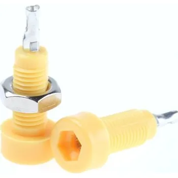 Elektrická zásuvka Banánek 10A žlutá samice Fosforový bronz 25.78mm