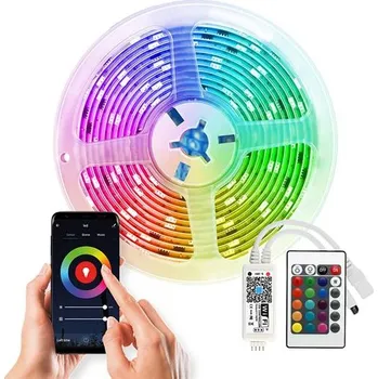 LED páska Solight Wifi Smart LED světelný pás, RGB, 5m, sada s adaptérem a dálkovým ovladačem - WM57