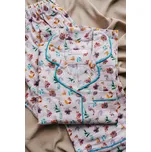 Na kutě Na kutě: Mušelínové klasické pyžamo růžové Tyrkys kvítka Velikost: S