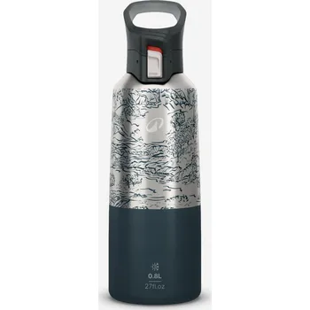 QUECHUA Turistická nerezová termoska s rychlým otevíráním 900 0,8 l MODRÁ|ZELENÁ