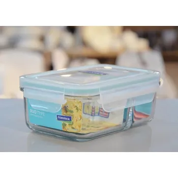 Svačinový box GLASSLOCK SKLENĚNÁ OBDÉLNÍKOVÁ NÁDOBA DUO 670ML
