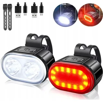 Cyklosvítilna Světlo na kolo LED PŘEDNÍ ZADNÍ USB - Silné, jasné světlo na řídítka