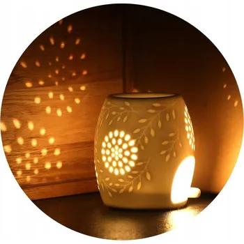 Aroma lampa Keramická aromalampa na TEALIGHT s difuzérem a lžičkou, bílá