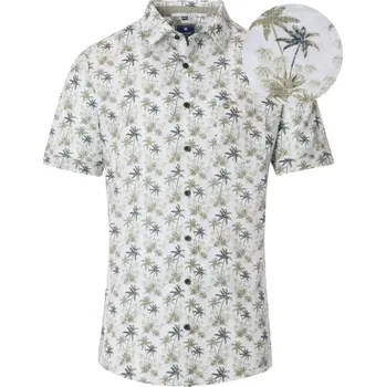 Pánská košile Pánská košile nadměrné velikosti s krátkým rukávem Redmond 251435999-60 bílo/zelená se vzorem (6XL)