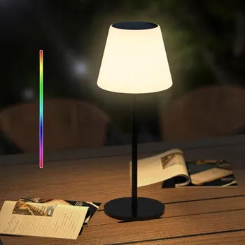 Lampička ECVIVK Solární Stolní Lampa Stmívatelná Teplá Bílá LED RGB Dálkový Ovladač