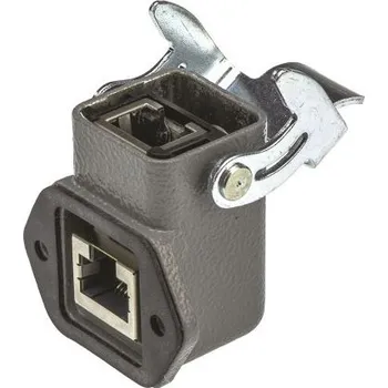 Konektor Konektor RJ45, řada: Han 3A RJ45 Cat5, počet cest: 8, pravoúhlý, Montáž na panel, Samice, počet portů: 1