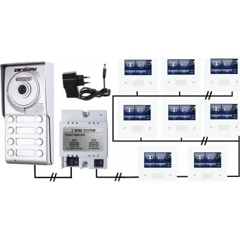 Domovní zvonek Set videozvonku ZONEWAY ZW-432M plus ZW-702-8