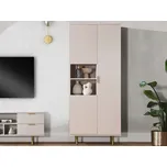 Regál Mirjan 80 cm x 190 cm x 41 cm, béžové odstíny, zlatá