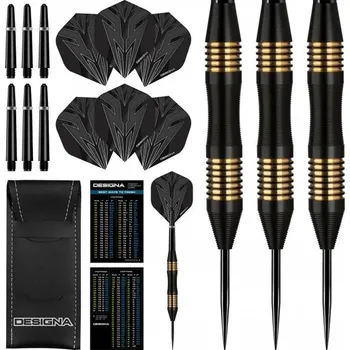 Šipka Designa Mako Darts Steel Tip Elektro Brass Micro Grip Black 23 g