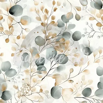 Úplet, Eukalyptové lístky, světlá (E) (Top kvalitní úplet Bella digitisk)