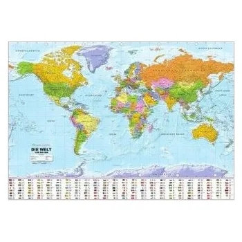 Cestování Politische Weltkarte mit Flaggen, Planokarte