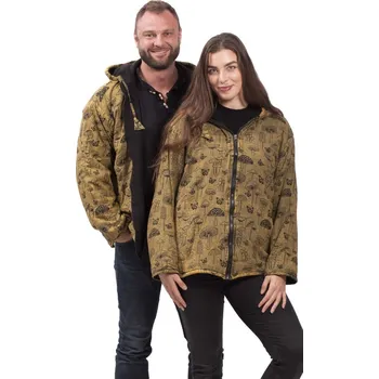 Dámská mikina Bunda s kapucí MUSHROOM okrová L