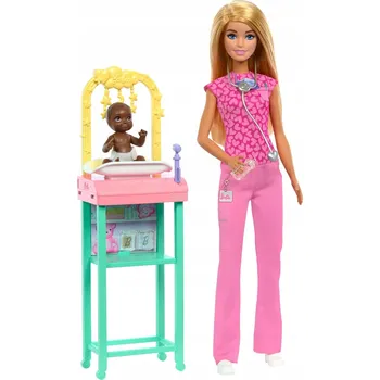 Panenka Panenka Mattel Barbie dětský lékař, sada s miminkem