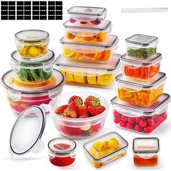 Dóza na potraviny 25x Kuchyňské HERMETICKÉ dózy na potraviny s těsněním - sada dóz