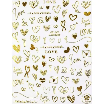 Přípravek na nehty Samolepky na nehty samolepicí valentýnské zlaté CB202