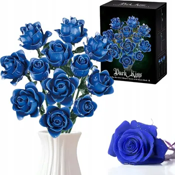 ostatní stavebnice MODRÁ KYTICE RŮŽÍ KVĚTINY STAVEBNICE DÁREK RŮŽE 585 DÍLŮ