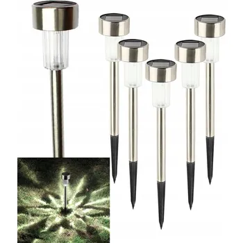Venkovní osvětlení Sada 6x Solární zahradní lampa malá Inox LED, zapichovací, studená bílá
