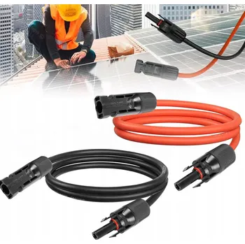 IP kamera Solární prodlužovací kabel, MC4 konektory, sada 2x1m černý a červený 4mm2 pro fotovoltaický panel