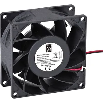 Průmyslový ventilátor TRU COMPONENTS TC-DA8038-B1 axiální ventilátor, 24 V/DC, 110 m³/h, (d x š x v) 80 x 80 x 38 mm, TC-12774672