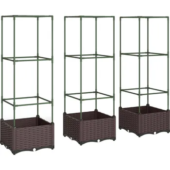 Vyvýšený záhon s mříží 40 x 40 x 125 cm | zelený + hnědý