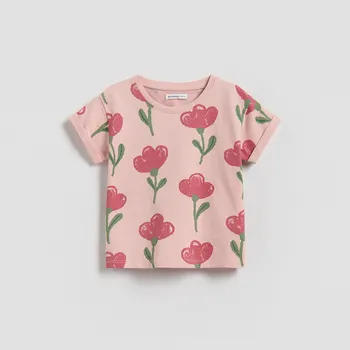 Reserved - Vzorované tričko - pastelově růžová - 248HU-03X - 248HU-03X-80