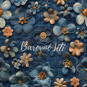 Úplet, Jeans květy (E) (Top kvalitní úplet Bella digitisk)