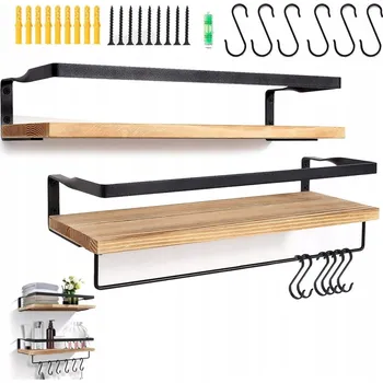 police 2x Kuchyňská police dřevěná nástěnná závěsná police koupelnová police knihovna police na koření