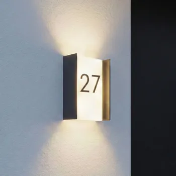 Lampička Lindby LED venkovní nástěnné svítidlo Selqa, číslo domu, antracitová, IP65 - Nástěnný držák – šířka 6,5 cm, výška 15,5 cm, hloubka 4 cm antracitová, bílá 1 x 16,2 W LED - Doprava zdarma