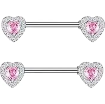 Piercing Jemný srdíčkový pár šperků do bradavek velikost 1,6 mm Lesklý tělový piercing pro ženy a dívky Elegantní romantický doplněk