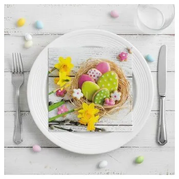 Velikonoční dekorace Velikonoční dekorativní papírový ubrousek VELIKONOČNÍ NADÍLKA 33x33 cm balení 20 ks