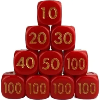 Bojové herní kostky 10 ks Akrylové kostky pro Pokémon stolní hry soubojové značení herní doplněk červená