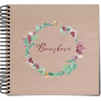 Dřevěné album s kroužkovou vazbou Barevný věnec s příjmením