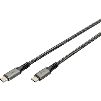 Prodlužovací kabel Digitus Kabel USB-C USB 4.0 USB-C ® zástrčka 3.00 m černá stínění pletivem, stíněný, odolné proti roztržení, kulatý, 8K UHD DB-300443-030-S