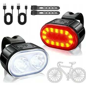 Cyklosvítilna LED SVĚTLO NA KOLO PŘEDNÍ ZADNÍ USB OSVĚTLENÍ KOLA SADA