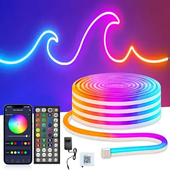 LED páska 5m Hudební NEON FLEX LED RGBIC 24V DC Aplikace Bluetooth