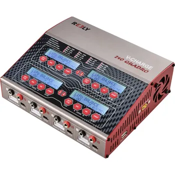 Nabíječka baterií Reely V-Charge 240 Quadro modelářská multifunkční nabíječka, 12 V, 230 V, 12 A, Li-Pol, Li-Ion, LiFePO , LiHV , NiCd, NiMH, pro olověné akumulátory, 4 výstupy